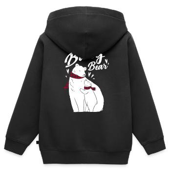 Bébé ours - Sweat Premium à capuche zippé enfant bio - noir - Dos - AI Model Kid Male (0cm)