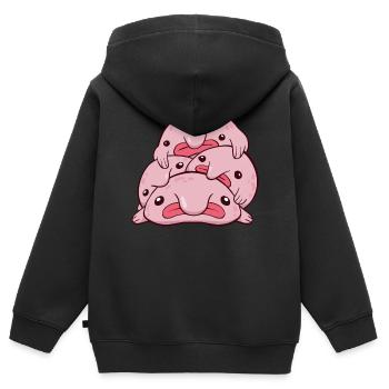 Kawaii Blobfish Pile - Kids Premium Organic Zip-up Hoodie - black - Back - AI Model Kid Male (0cm)