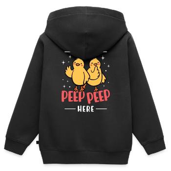 Poultry Farmer With A Peep Peep Here Chicken Lover - Kinder Premium Organic Zip Hoodie - Schwarz - Hinten - AI Model Kid Male (0cm)