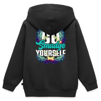Fumigation d’appartement par la fumée - Sweat Premium à capuche zippé enfant bio - noir - Dos - AI Model Kid Male (0cm)