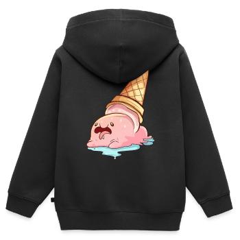 Kawaii Blobfish Melting Ice Cream - Kids Premium Organic Zip-up Hoodie - black - Back - AI Model Kid Male (0cm)