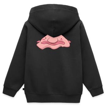 Kawaii Squishy Kawaii Blobfisch - Kinder Premium Organic Zip Hoodie - Schwarz - Hinten - AI Model Kid Male (0cm)