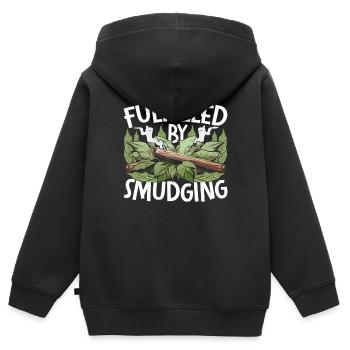 Wohnung Ausräuchern Fulfilled By Smudging - Kinder Premium Organic Zip Hoodie - Schwarz - Hinten - AI Model Kid Male (0cm)