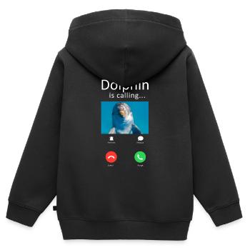 Dolphin Phone Display Dolphin Is - Kinder Premium Organic Zip Hoodie - Schwarz - Hinten - AI Model Kid Male (0cm)