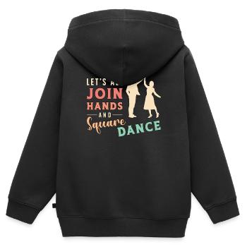 Danse carrée Joignons tous les mains et danse de la grange - Sweat Premium à capuche zippé enfant bio - noir - Dos - AI Model Kid Male (0cm)