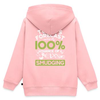 Fumigation d’appartement par la fumée - Sweat Premium à capuche zippé enfant bio - rose - Dos - AI Model Kid Female (0cm)
