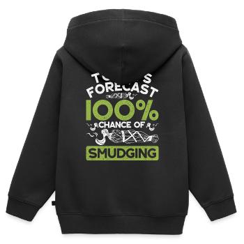 Fumigation d’appartement par la fumée - Sweat Premium à capuche zippé enfant bio - noir - Dos - AI Model Kid Male (0cm)
