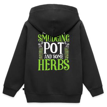 Fumigation d’appartement par la fumée - Sweat Premium à capuche zippé enfant bio - noir - Dos - AI Model Kid Male (0cm)