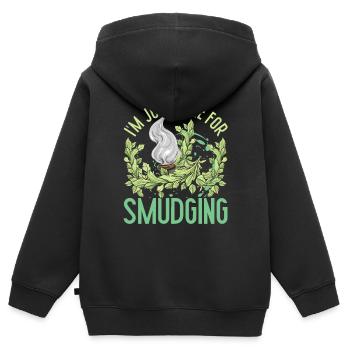 I'm Just Here For Smudging Wohnung Ausräuchern - Kinder Premium Organic Zip Hoodie - Schwarz - Hinten - AI Model Kid Male (0cm)