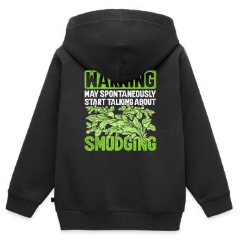 Fumigation d’appartement par la fumée - Sweat Premium à capuche zippé enfant bio - noir - Dos - AI Model Kid Male (0cm)
