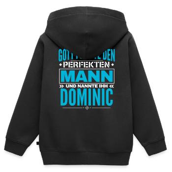 Dominic Name Design - Kinder Premium Organic Zip Hoodie - Schwarz - Hinten - AI Model Kid Male (0cm)