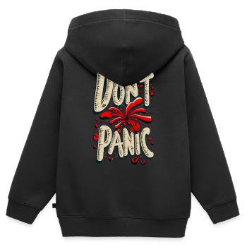 Pas de panique ! Déclaration de citation de dicton drôle - Sweat Premium à capuche zippé enfant bio - noir - Dos - AI Model Kid Male (0cm)
