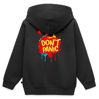 Pas de panique ! Déclaration de citation de dicton drôle - Sweat Premium à capuche zippé enfant bio - noir - Dos - AI Model Kid Male (0cm)