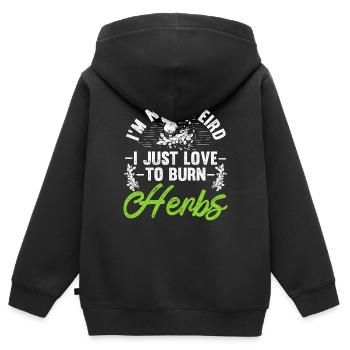 Fumigation d’appartement par la fumée - Sweat Premium à capuche zippé enfant bio - noir - Dos - AI Model Kid Male (0cm)