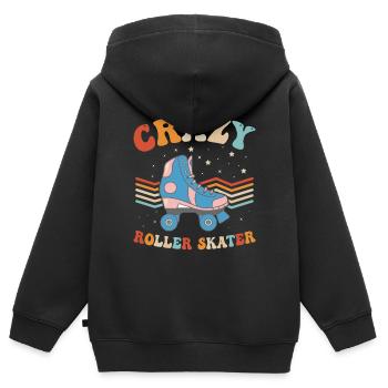 Roller Skating Roller Skater - Crazy Roller Skater - Kinder Premium Organic Zip Hoodie - Schwarz - Hinten - AI Model Kid Male (0cm)
