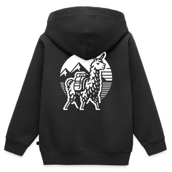 Schlichtes Berglama: Abenteuer Pur - Kinder Premium Organic Zip Hoodie - Schwarz - Hinten - AI Model Kid Male (0cm)