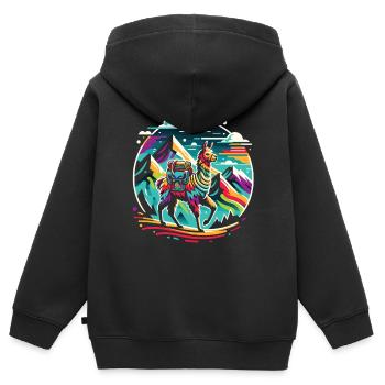 Expedition Lama: Bergabenteuer - Kinder Premium Organic Zip Hoodie - Schwarz - Hinten - AI Model Kid Male (0cm)