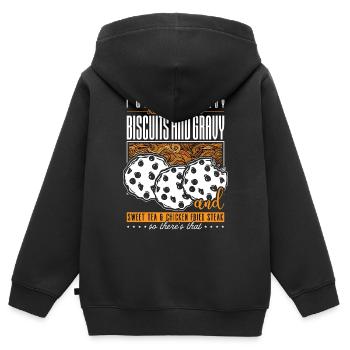 Biscuits Et Sauce Je Veux Un Amateur De Sauce Corporelle Chaude - Sweat Premium à capuche zippé enfant bio - noir - Dos - AI Model Kid Male (0cm)