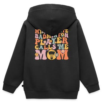 Joueur groovy - Sweat Premium à capuche zippé enfant bio - noir - Dos - AI Model Kid Male (0cm)