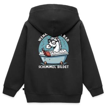 Meme Lustiger Spruch Pferd Schimmel im Bad, Fun - Kinder Premium Organic Zip Hoodie - Schwarz - Hinten - AI Model Kid Male (0cm)