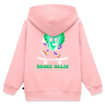 Skateboarder Brocc Ollie - Funny Skateboarding Bro - Kinder Premium Organic Zip Hoodie - Rosa - Hinten - AI Model Kid Female (0cm)