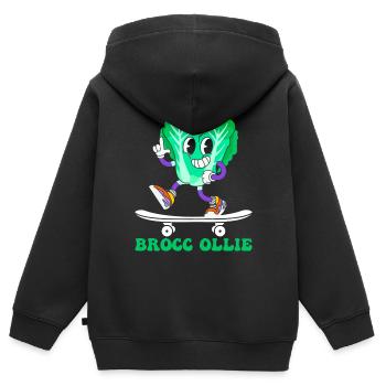 Skateboarder Brocc Ollie - Funny Skateboarding Bro - Kinder Premium Organic Zip Hoodie - Schwarz - Hinten - AI Model Kid Male (0cm)