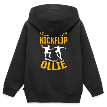 Skateboard - La vie est plus douce avec chaque Kickflip A - Sweat Premium à capuche zippé enfant bio - noir - Dos - AI Model Kid Male (0cm)