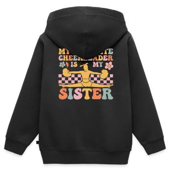 Groovy Cheerleading - Kinder Premium Organic Zip Hoodie - Schwarz - Hinten - AI Model Kid Male (0cm)