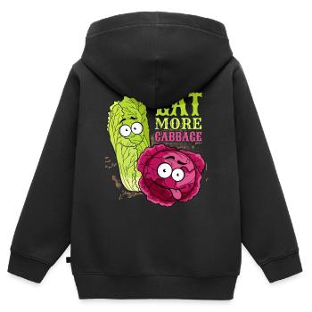 Choux, dicton drôle, chou rouge, chou chinois - Sweat Premium à capuche zippé enfant bio - noir - Dos - AI Model Kid Male (0cm)