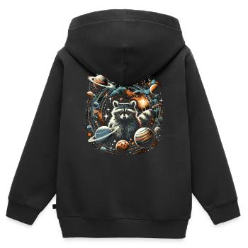 Raccoon in Space: Planetary Explorers - Kids Premium Organic Zip-up Hoodie - black - Back - AI Model Kid Male (0cm)