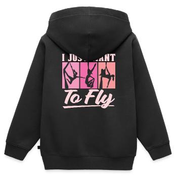 Acrobate aérienne Je veux juste voler Air Yoga Acrobates aériens - Sweat Premium à capuche zippé enfant bio - noir - Dos - AI Model Kid Male (0cm)