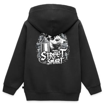 Urbane Ratte: Sprayer des Asphalts - Kinder Premium Organic Zip Hoodie - Schwarz - Hinten - AI Model Kid Male (0cm)