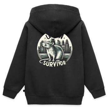 Le rat dans la métropole : la nature sauvage urbaine - Sweat Premium à capuche zippé enfant bio - noir - Dos - AI Model Kid Male (0cm)