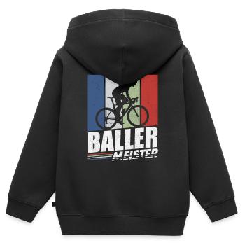 BALLERMEISTER BICYCLE CYCLIST ROAD BIKE SAYING - Kids Premium Organic Zip-up Hoodie - black - Back - AI Model Kid Male (0cm)