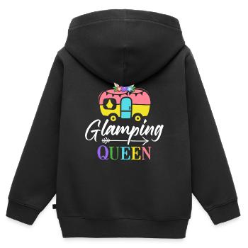 Weiblicher Glamper - Kinder Premium Organic Zip Hoodie - Schwarz - Hinten - AI Model Kid Male (0cm)