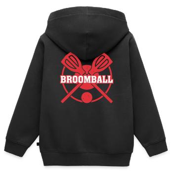 Bâton de ballon-balai Jouer au ballon-balai Joueur de ballon-balai - Sweat Premium à capuche zippé enfant bio - noir - Dos - AI Model Kid Male (0cm)