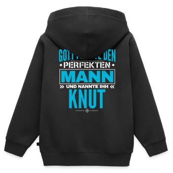 Knut Name Design - Kinder Premium Organic Zip Hoodie - Schwarz - Hinten - AI Model Kid Male (0cm)