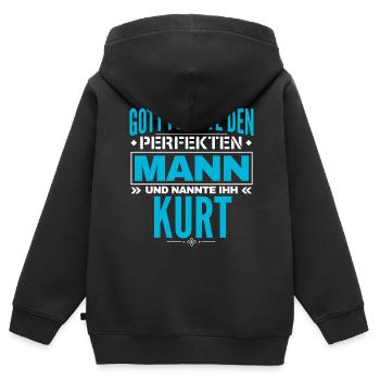Kurt Name Design - Kinder Premium Organic Zip Hoodie - Schwarz - Hinten - AI Model Kid Male (0cm)