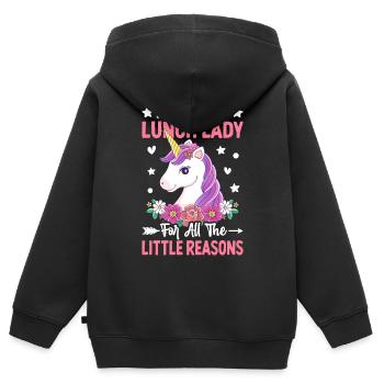 Cafeteria-Besatzung - Kinder Premium Organic Zip Hoodie - Schwarz - Hinten - AI Model Kid Male (0cm)