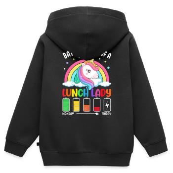Cafeteria-Besatzung - Kinder Premium Organic Zip Hoodie - Schwarz - Hinten - AI Model Kid Male (0cm)