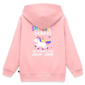 Cafeteria-Besatzung - Kinder Premium Organic Zip Hoodie - Rosa - Hinten - AI Model Kid Female (0cm)