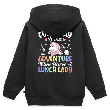 Cafeteria-Besatzung - Kinder Premium Organic Zip Hoodie - Schwarz - Hinten - AI Model Kid Male (0cm)