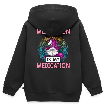 Yoga Chakra - Sweat Premium à capuche zippé enfant bio - noir - Dos - AI Model Kid Male (0cm)