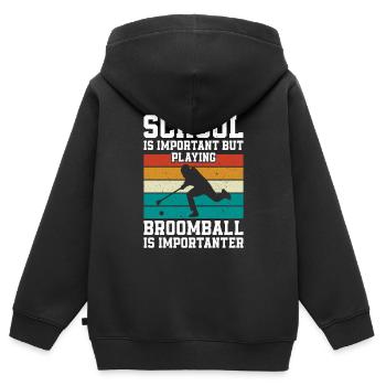 Joueur de ballon-balai Enfants Ballon-balai Jouer au ballon-balai - Sweat Premium à capuche zippé enfant bio - noir - Dos - AI Model Kid Male (0cm)