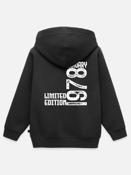 Cadeau Anniversaire Janvier 1978. January 1978. - Hoodie Premium med dragkedja barn ekologisk - svart