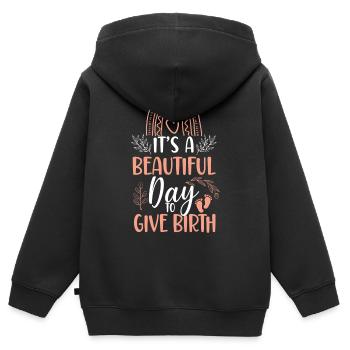 LD Labour og levering sygeplejerske - Premium børne zip-hættetrøje økologisk - sort - Bagpå - AI Model Kid Male (0cm)