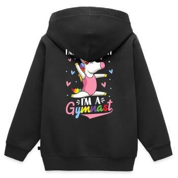 Roue de charrette de gymnastique drôle - Sweat Premium à capuche zippé enfant bio - noir - Dos - AI Model Kid Male (0cm)