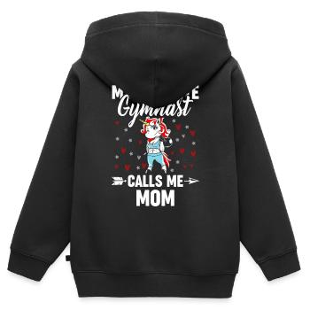 Roue de charrette de gymnastique - Sweat Premium à capuche zippé enfant bio - noir - Dos - AI Model Kid Male (0cm)