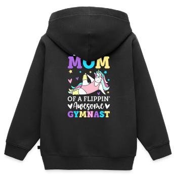 Gymnastique Roue De Charrette Fille - Sweat Premium à capuche zippé enfant bio - noir - Dos - AI Model Kid Male (0cm)