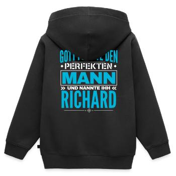 Richard Name Design - Kinder Premium Organic Zip Hoodie - Schwarz - Hinten - AI Model Kid Male (0cm)